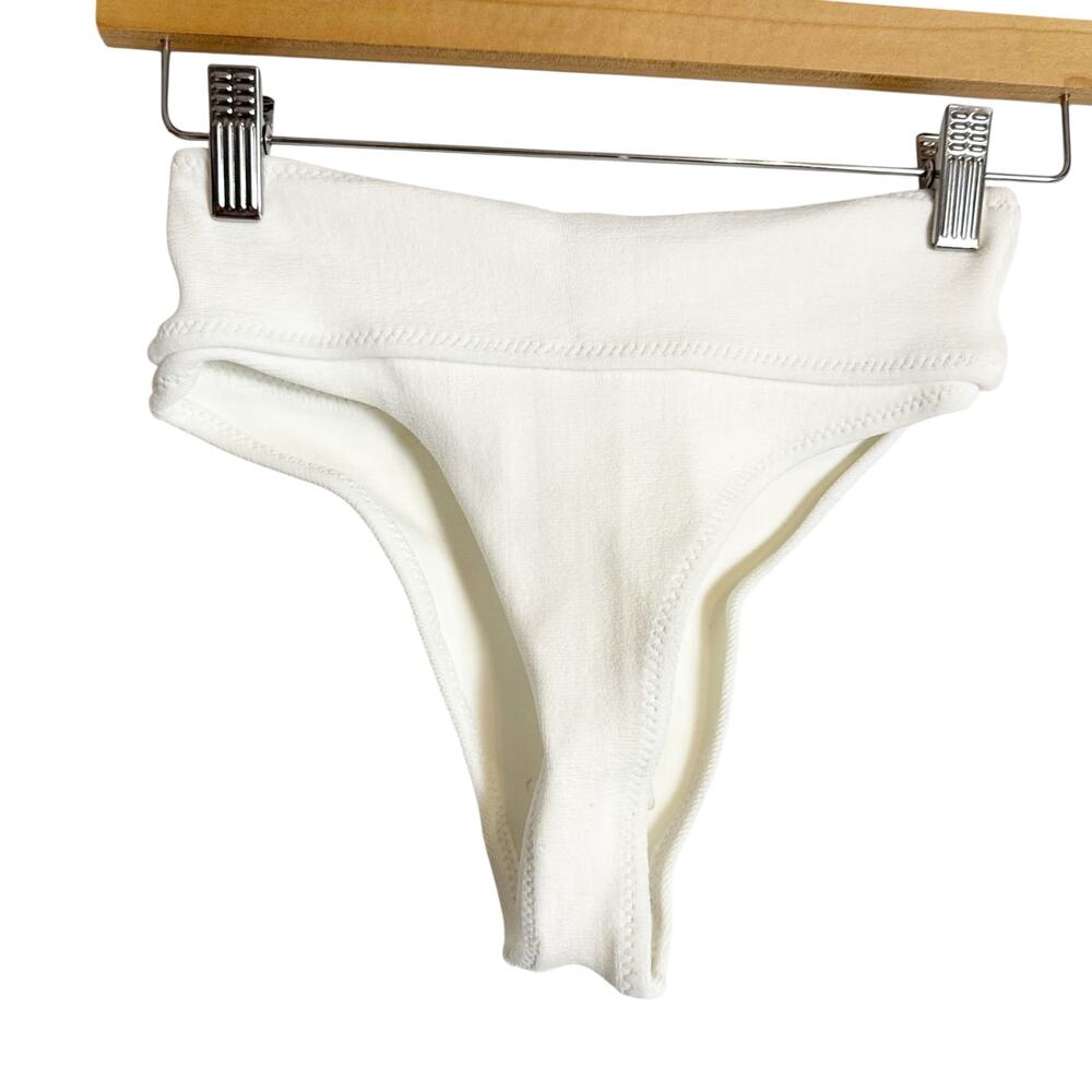 Bound by Bond Eye The Carey White Brief Foldover High Waist Bikini Swim Bottoms - Picture 2 of 9